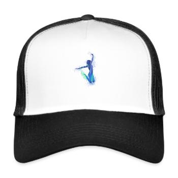 sauter, bronzage, danseur, graffiti, bleu, vert, joie - Casquette trucker  - blanc/noir - Devant