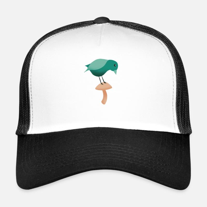 Ein Vogel auf einem Pilz - Trucker Cap - Weiß/Schwarz