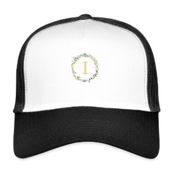 I Monogram Eucalyptus Wreath - Trucker Cap - white/black - Front