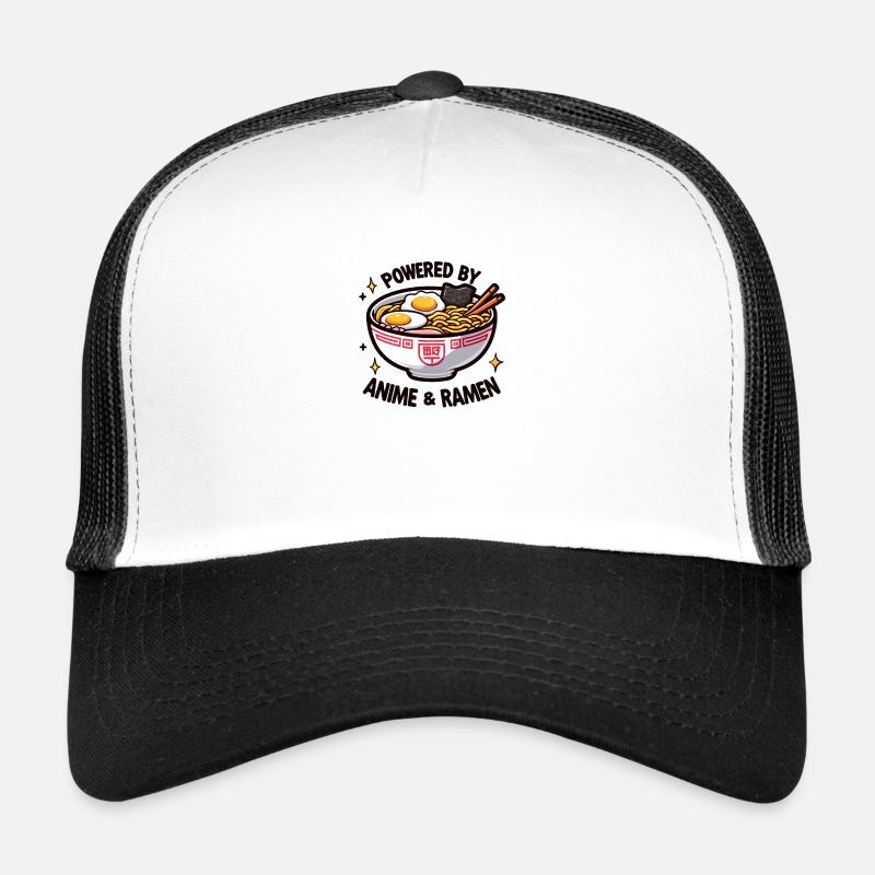 Powered By Anime And Ramen - Trucker Cap - Weiß/Schwarz