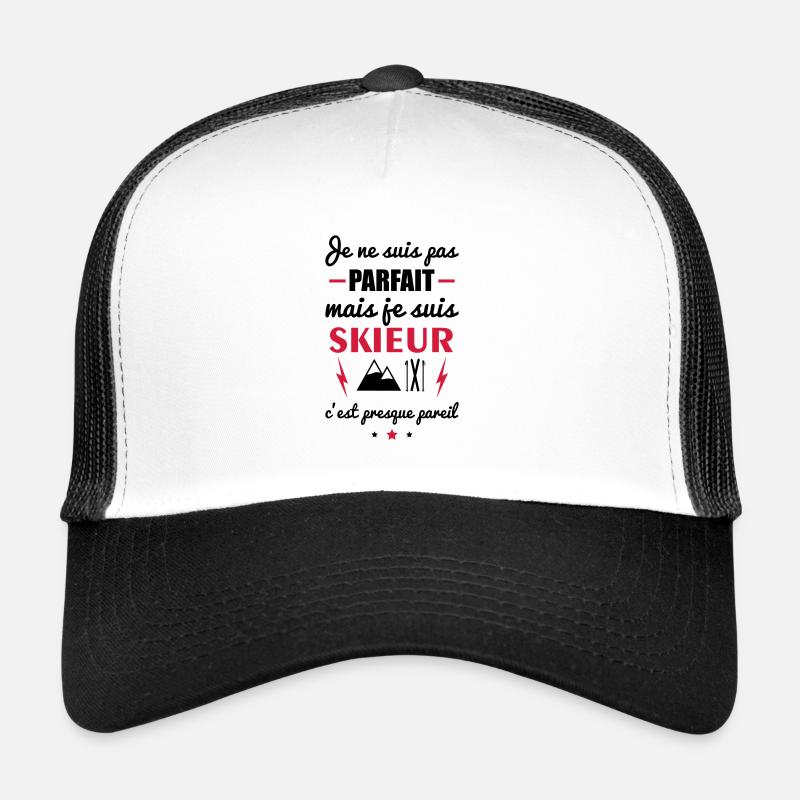 pas parfait skieur,idée cadeau ski - Casquette trucker - blanc/noir