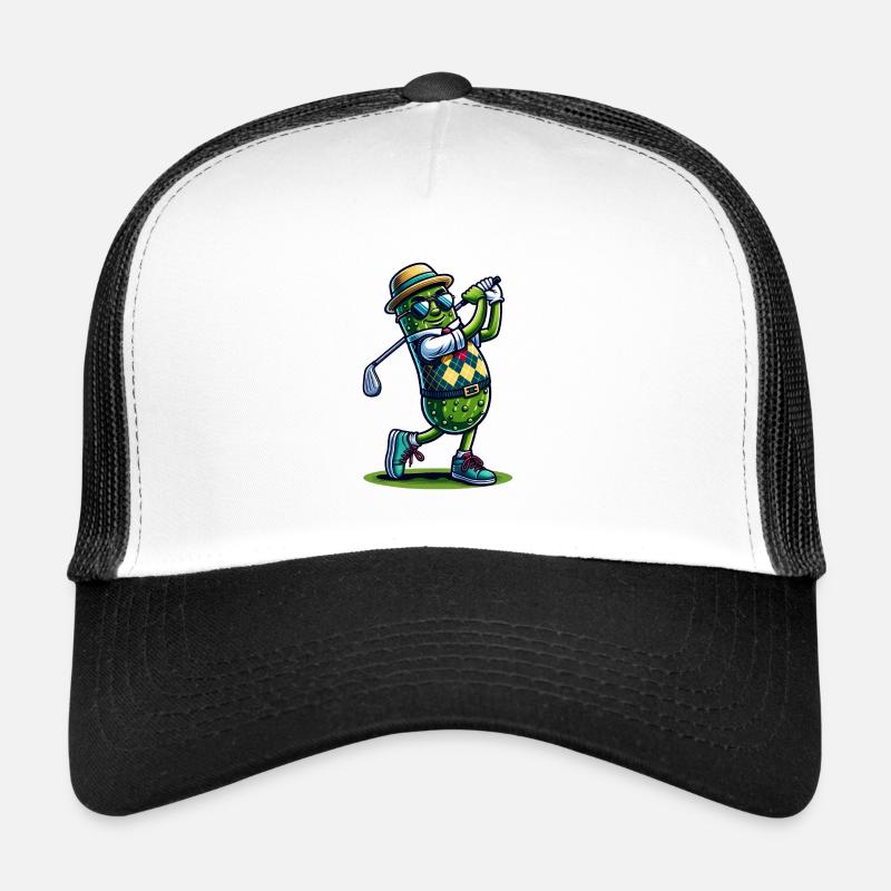 Fun golf cucumber swing with style and humor Trucker Cap