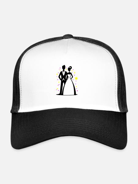 Mariée et marié marié marié mariée - Casquette trucker  - blanc/noir - Devant