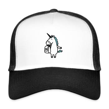 Cheerful unicorn for school enrollment with satchel - Trucker Cap - white/black - Front