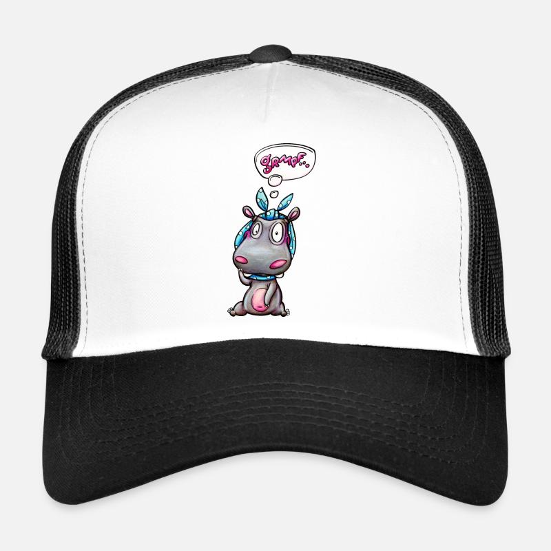 hippo with quote - Trucker Cap - Weiß/Schwarz
