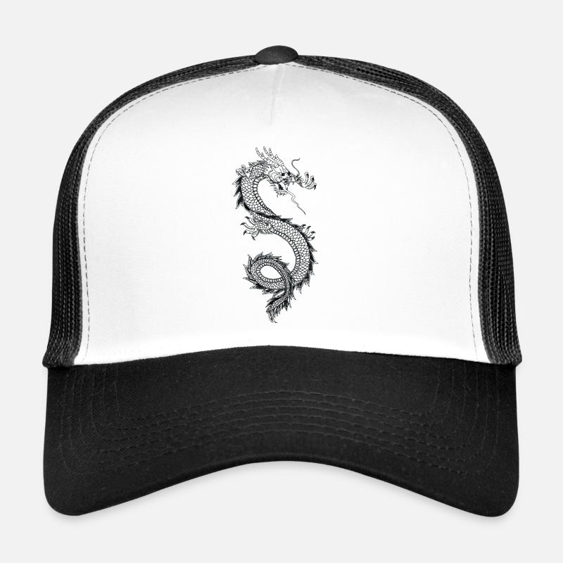Drache - Trucker Cap - Weiß/Schwarz