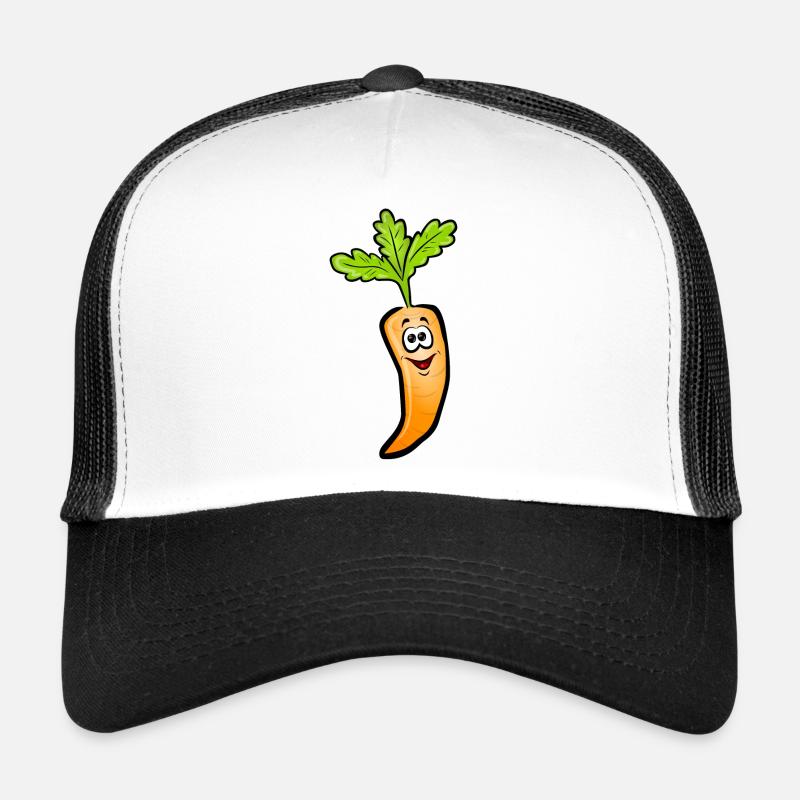 Lustige Comic-Mohrrübe - Trucker Cap - Weiß/Schwarz