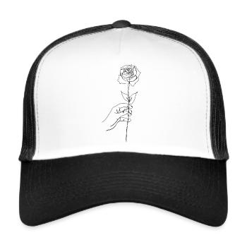 Hand holding rose - Trucker Cap - white/black - Front