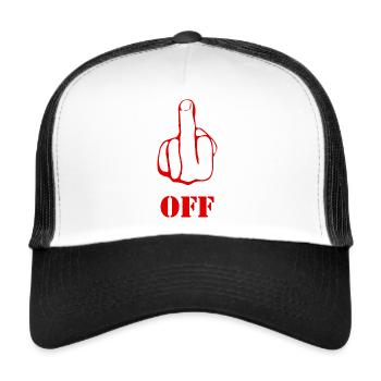 Fuck Off - Trucker Cap - Weiß/Schwarz - Vorne