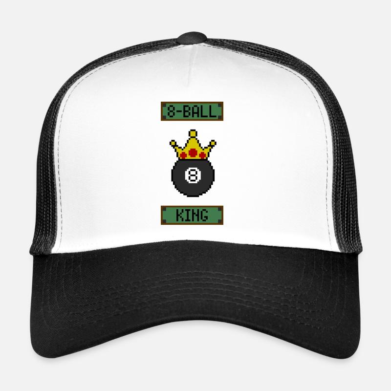 Retro 8-Bit 8-Ball King - Trucker Cap - white/black
