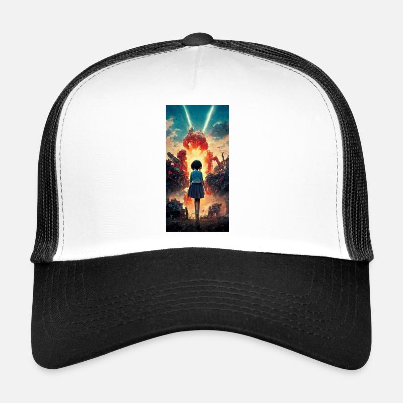 Anime-Mädchen - Trucker Cap - Weiß/Schwarz