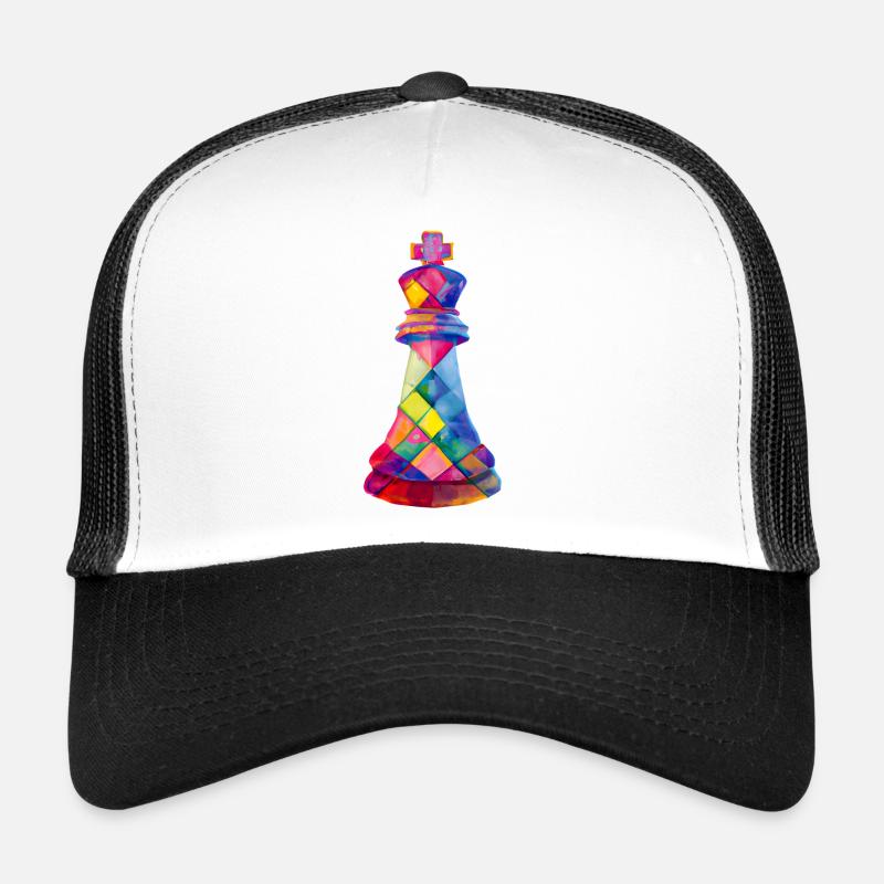 Kunst Schachfigur König - Trucker Cap - Weiß/Schwarz