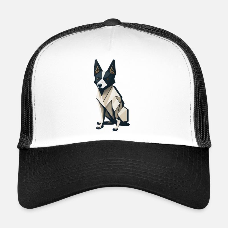 Chien polygonal - Casquette trucker  - blanc/noir