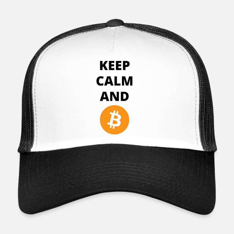 Restez calme et Bitcoin - Casquette trucker  - blanc/noir