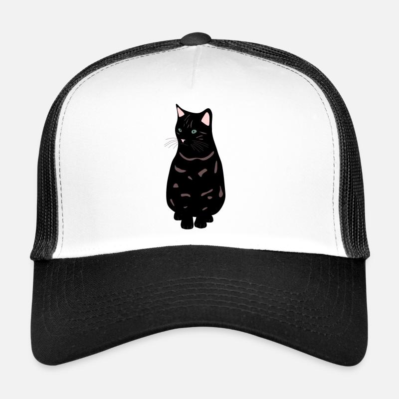 black cat - Trucker Cap - white/black