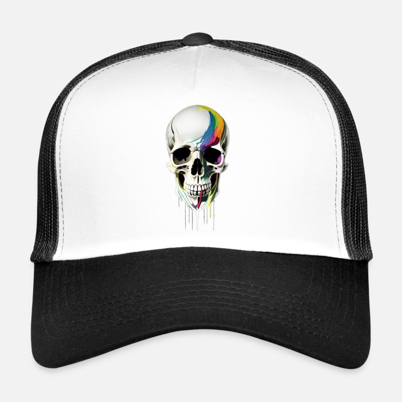 Skull with paint running down it Trucker Cap
