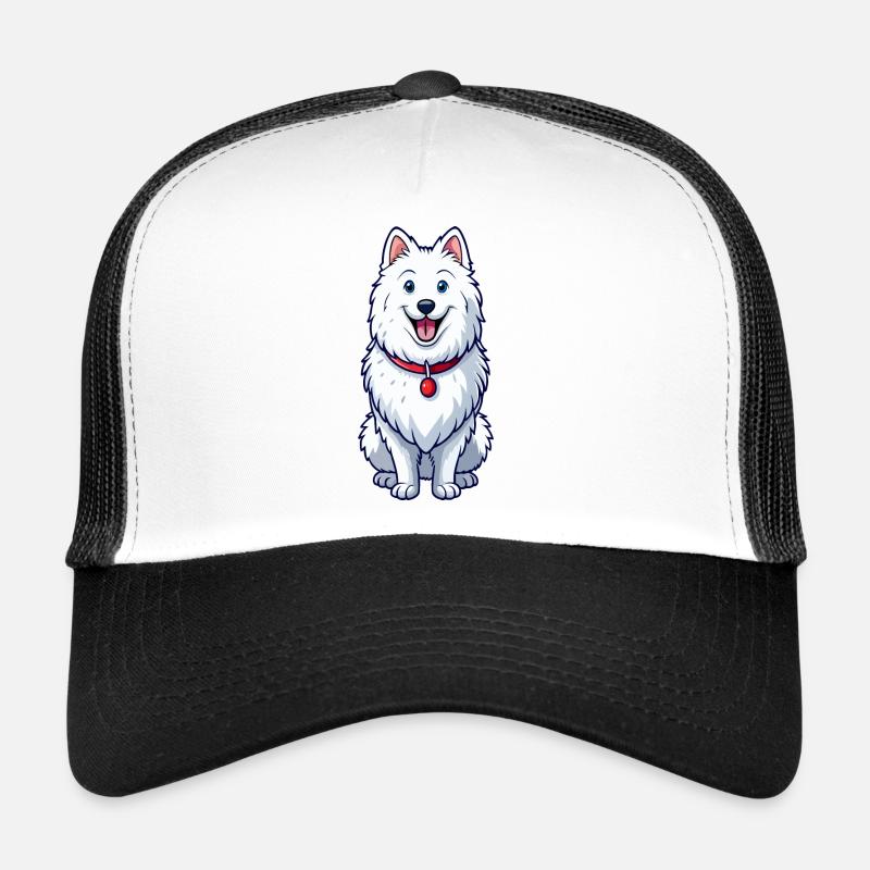 Happy Grinning Samoyed - Trucker Cap - white/black