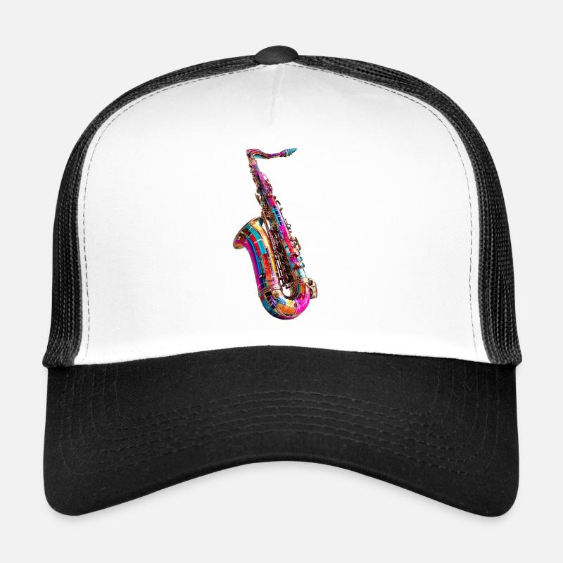 Design de saxophone coloré - Casquette trucker  - blanc/noir