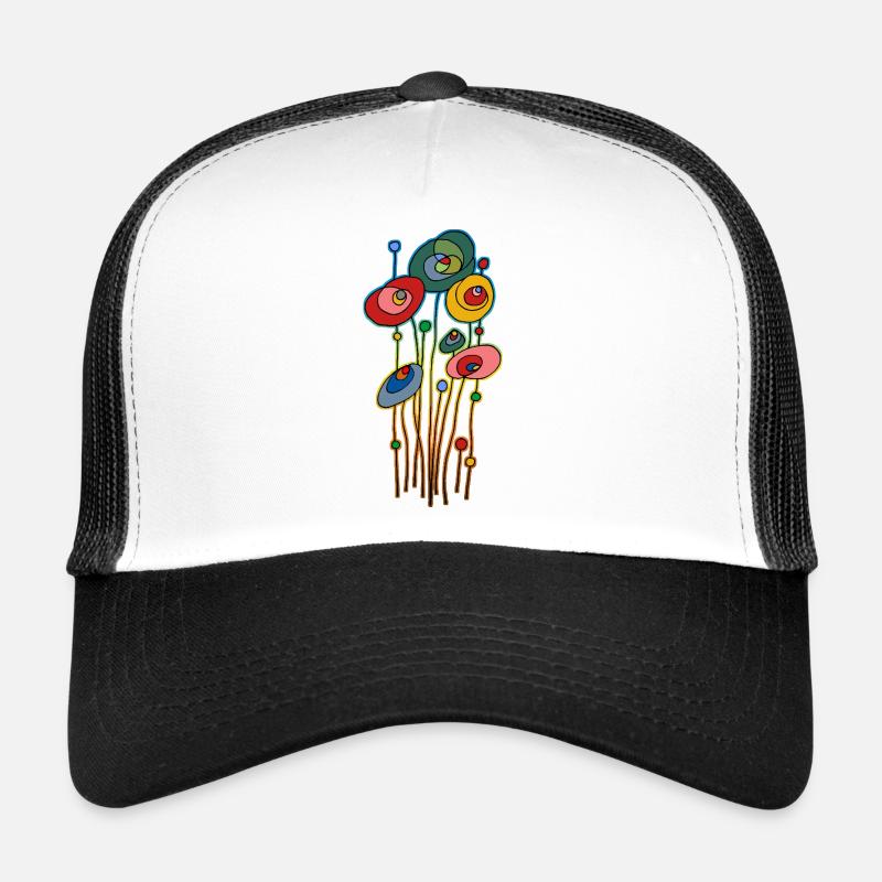 Blumen - Trucker Cap - Weiß/Schwarz