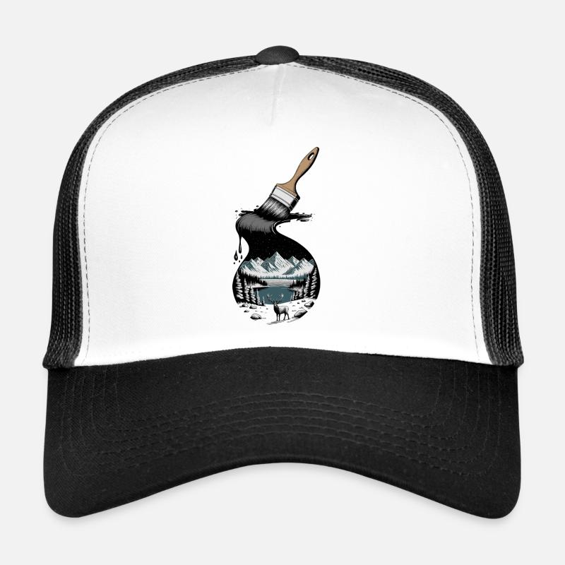  Magischer Hirsch Vor Bergsee In Winterlicher Trucker Cap