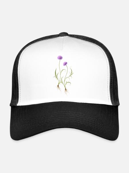 Meadow Flower Nature Illustration - Trucker Cap - white/black - Front