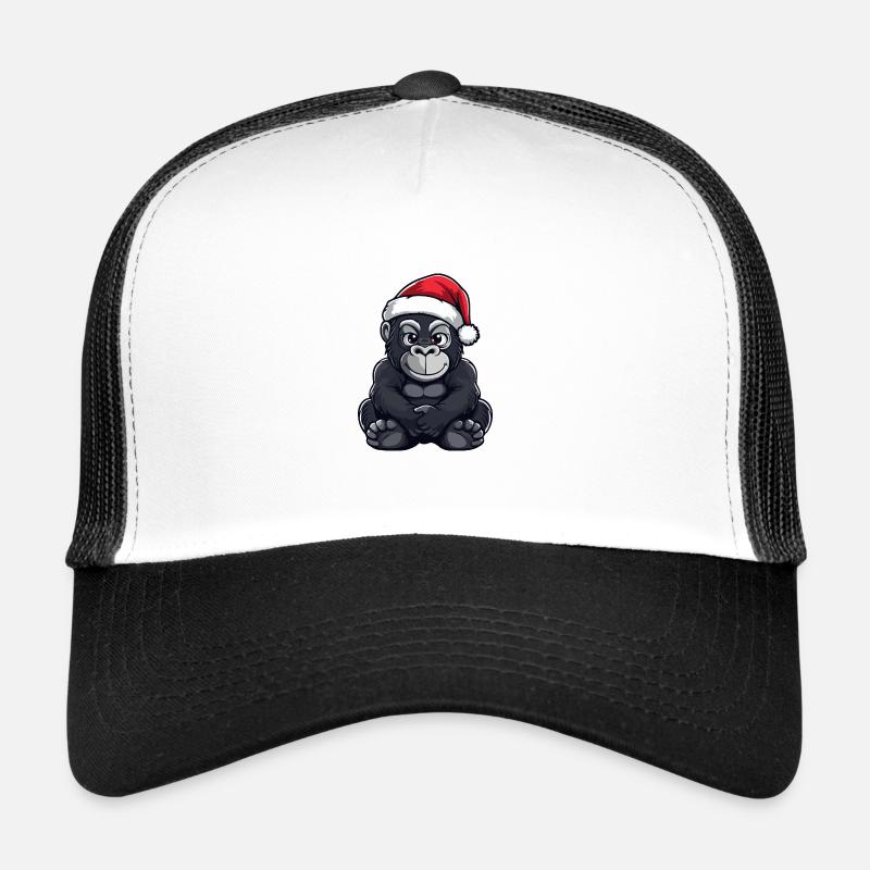 Gorille Noël mignon - Casquette trucker  - blanc/noir
