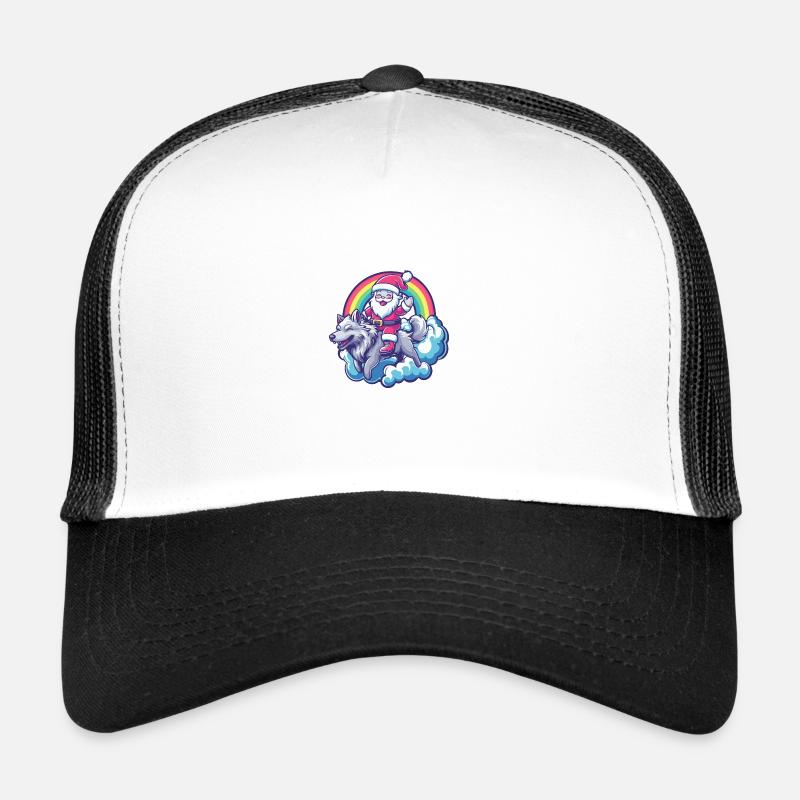 Wolf Weihnachtsmann Regenbogen Trucker Cap