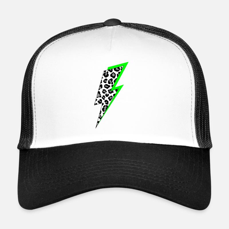 Motif léopard éclair avec ombre néon - Casquette trucker  - blanc/noir