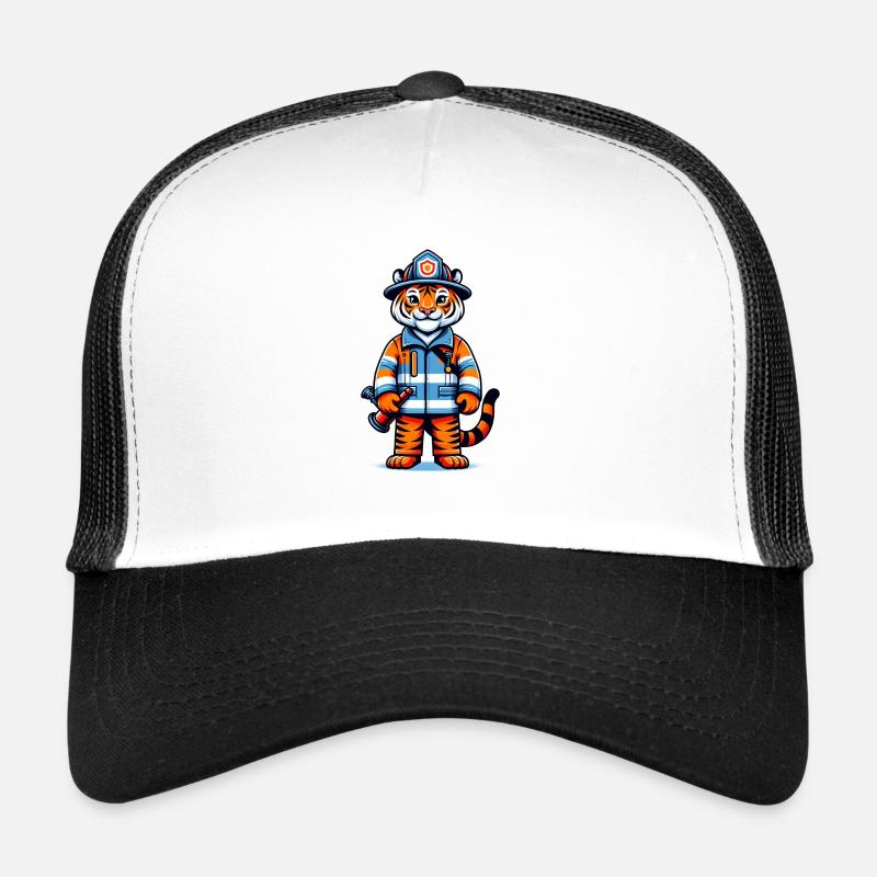 Cute Tiger Firefighter Trucker Cap