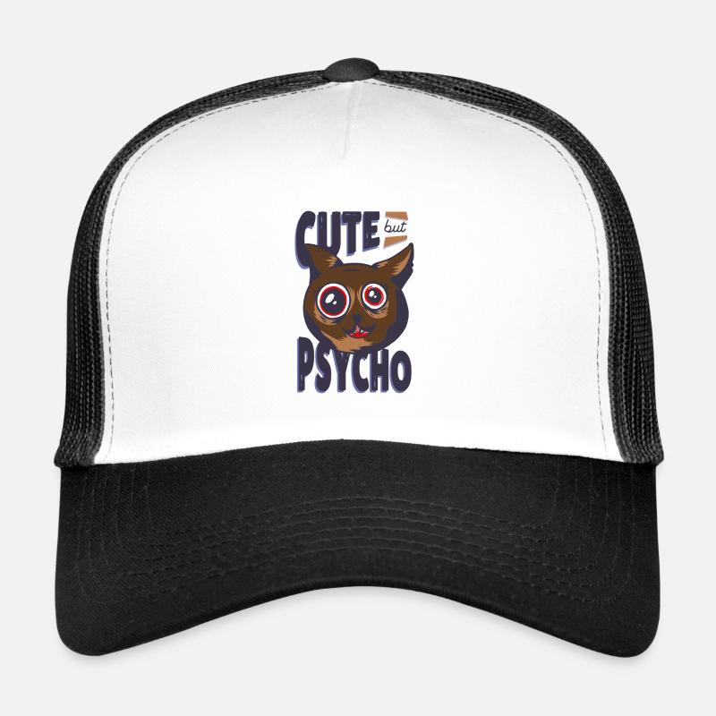 Mignon mais psycho - visage de chat mignon perturbé Casquette trucker 