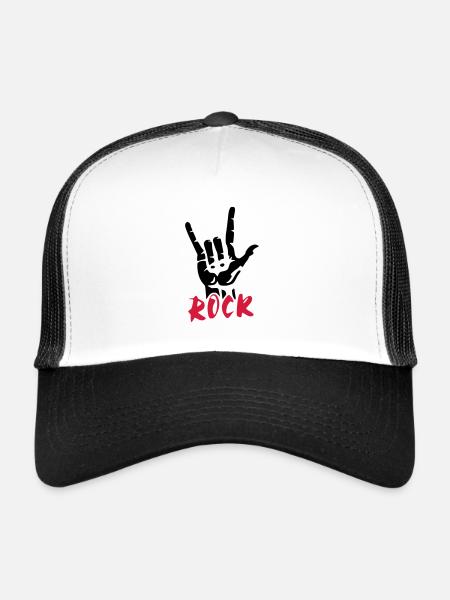 Son de la main de la musique rock - Casquette trucker  - blanc/noir - Devant