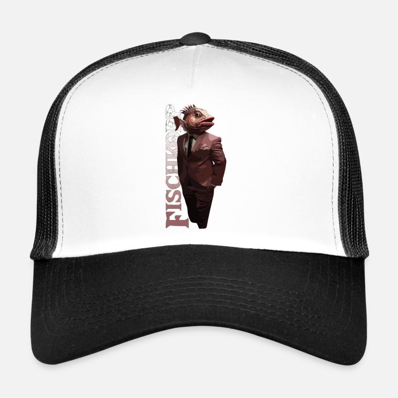 Fisch im Anzug - typisch Norddeutsch - Trucker Cap - Weiß/Schwarz