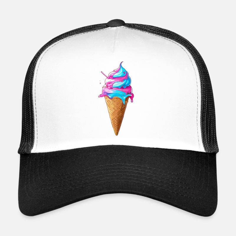 Délicieuse crème glacée | Cornet de crème glacée Synthwave Casquette trucker 