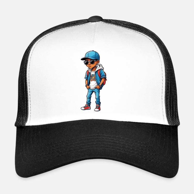 Cool Dessin Animé Adolescent - Casquette trucker  - blanc/noir