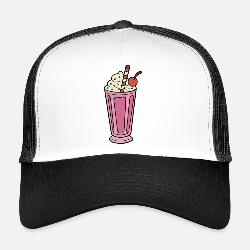 Milkshake rose avec cerise et vermicelles Casquette trucker 