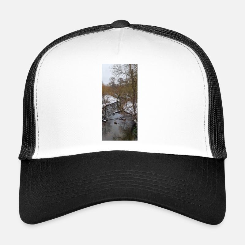 Winterfluss im Nebel - Trucker Cap - Weiß/Schwarz