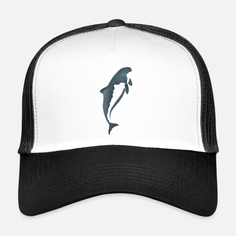 Watercolor Dolphin Silhouette - Trucker Cap - white/black