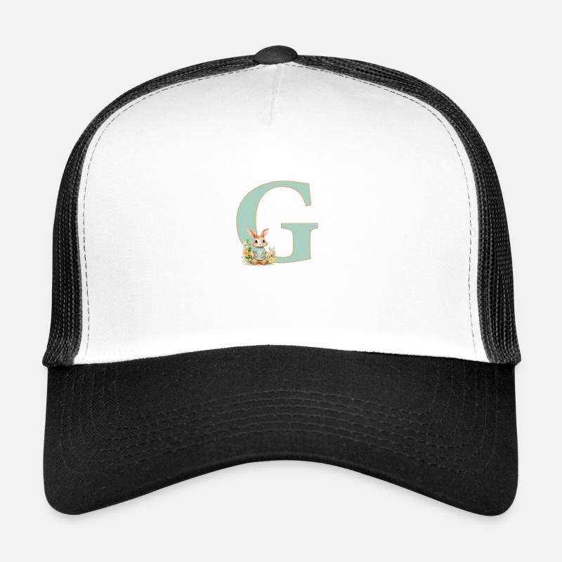 Lettre G, Monogramme, Fleurs, Lapin Casquette trucker 