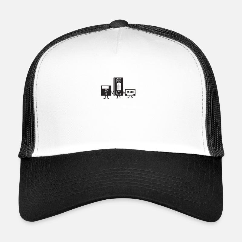 VHS Diskette Kassette - Trucker Cap - Weiß/Schwarz