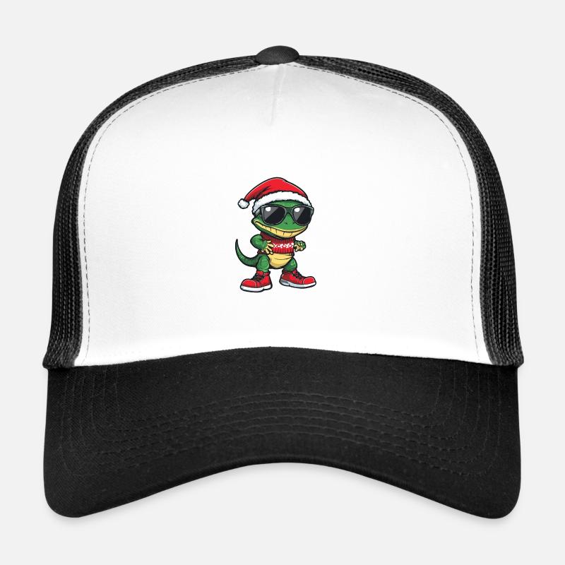 Echse Gecko Weihnachten Ugly Christmas - Trucker Cap - Weiß/Schwarz