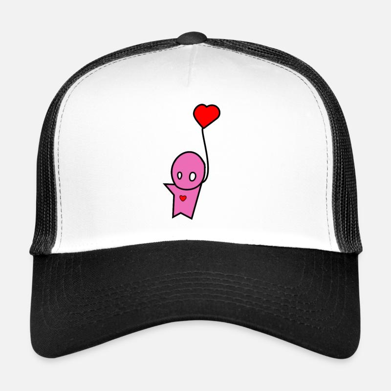Rosa Figur Herz - Trucker Cap - Weiß/Schwarz