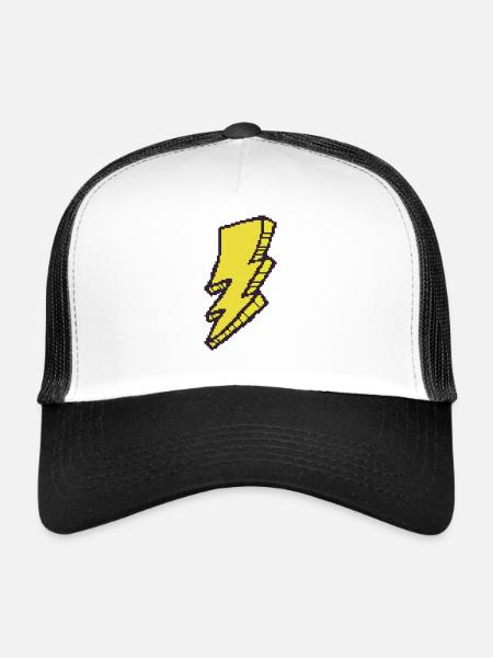 Pixel-Art Lightning - Casquette trucker  - blanc/noir - Devant