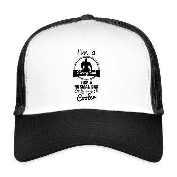 Strong dad, stark vater,Bodybuilding - Trucker Cap - Weiß/Schwarz - Vorne