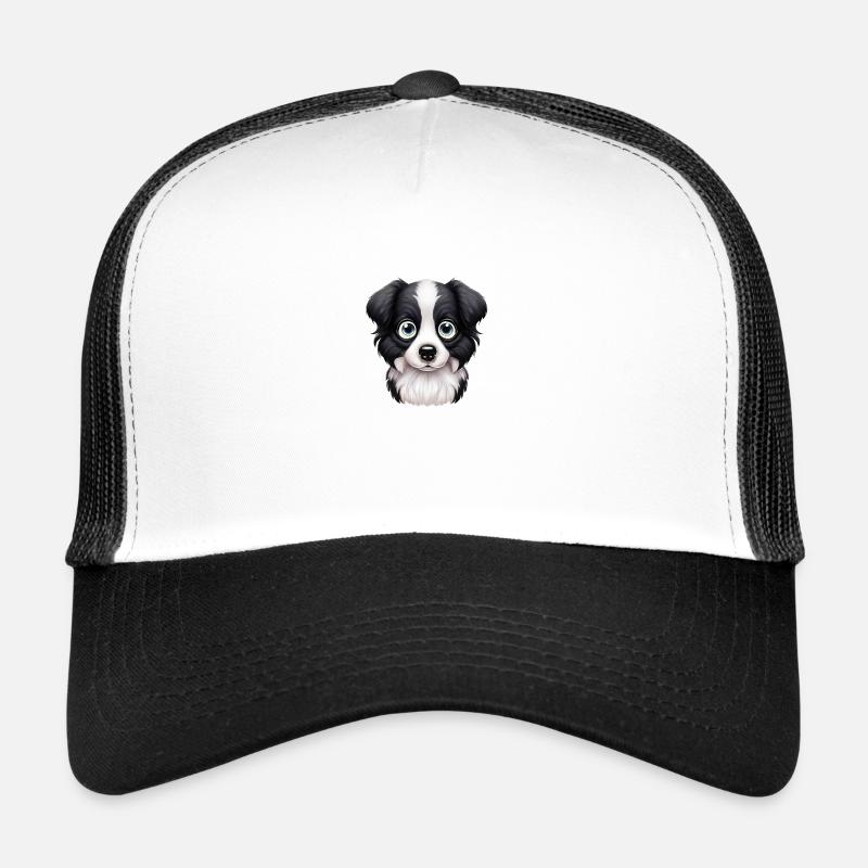 Liebevolles Border Collie Gaze Design - Trucker Cap - Weiß/Schwarz