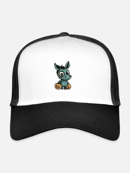 Donkey Halloween Comic Funny - Trucker Cap - white/black - Front