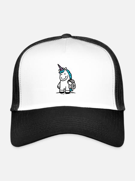 Magisches Einhorn zur Einschulung mit Ranzen - Trucker Cap - Weiß/Schwarz - Vorne