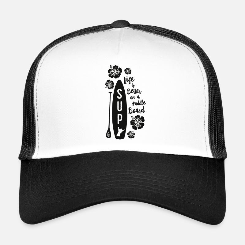 SUP & Flowers - Trucker Cap - Weiß/Schwarz