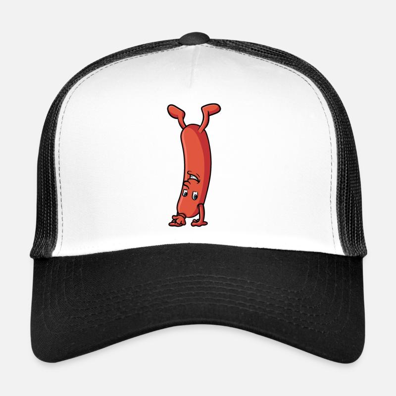 Wurst die einen Handstand macht - Trucker Cap - Weiß/Schwarz