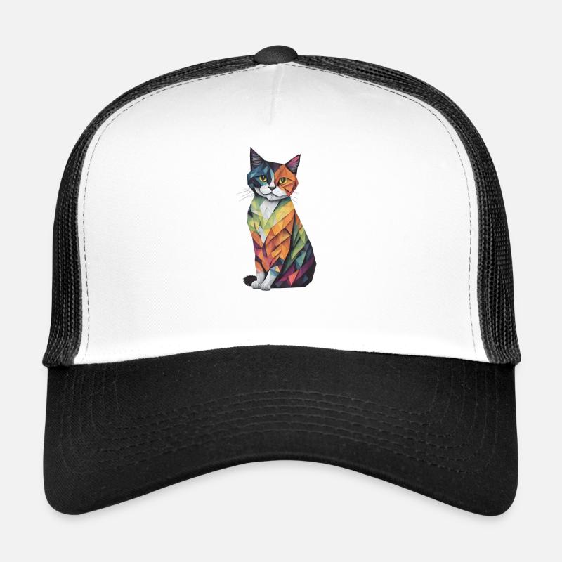 Chat géométrique aquarelle Casquette trucker 