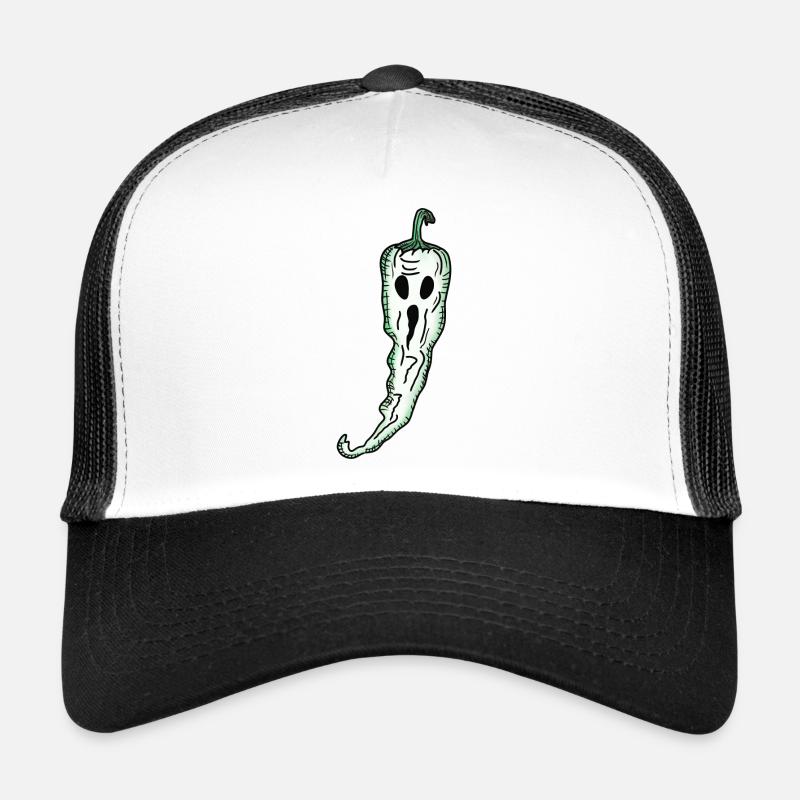 Chili Halloween Ghost Spooky Jalapeno Tabasco - Trucker Cap - white/black